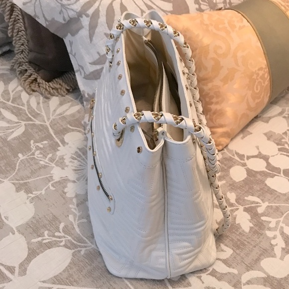 Versace White & Gold Quilted Leather Front Zip - Picture 3 of 13